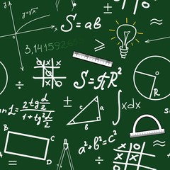 Hand writing mathematics formula on seamless blackboard