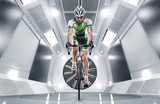 Fototapeta Do przedpokoju - Sport. Cyclist has a traning in the wind tunnel