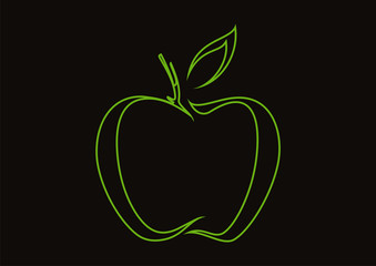 Sticker - Apple line illustration logo vector