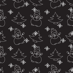 snowman christmas seamless pattern monochrome