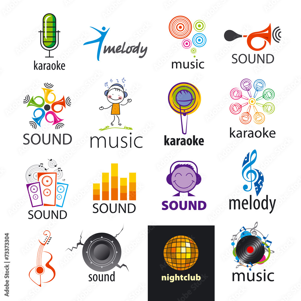 set of vector logos music and sounds - obrazy, fototapety, plakaty 
