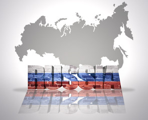 Word  Russia on a map background