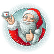 Santa Claus with cup of coffee