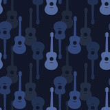 Music seamless pattern with guitars vector illustration