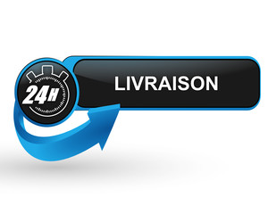 Sticker - livraison 24 heures sur bouton web design bleu