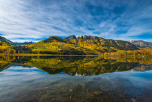 Beaver Lake Morning Reflection Fall Colors Colorado