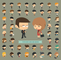 Wall Mural - Set of 50 business men and women