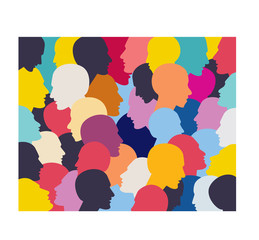 People profile heads. Vector background pattern.