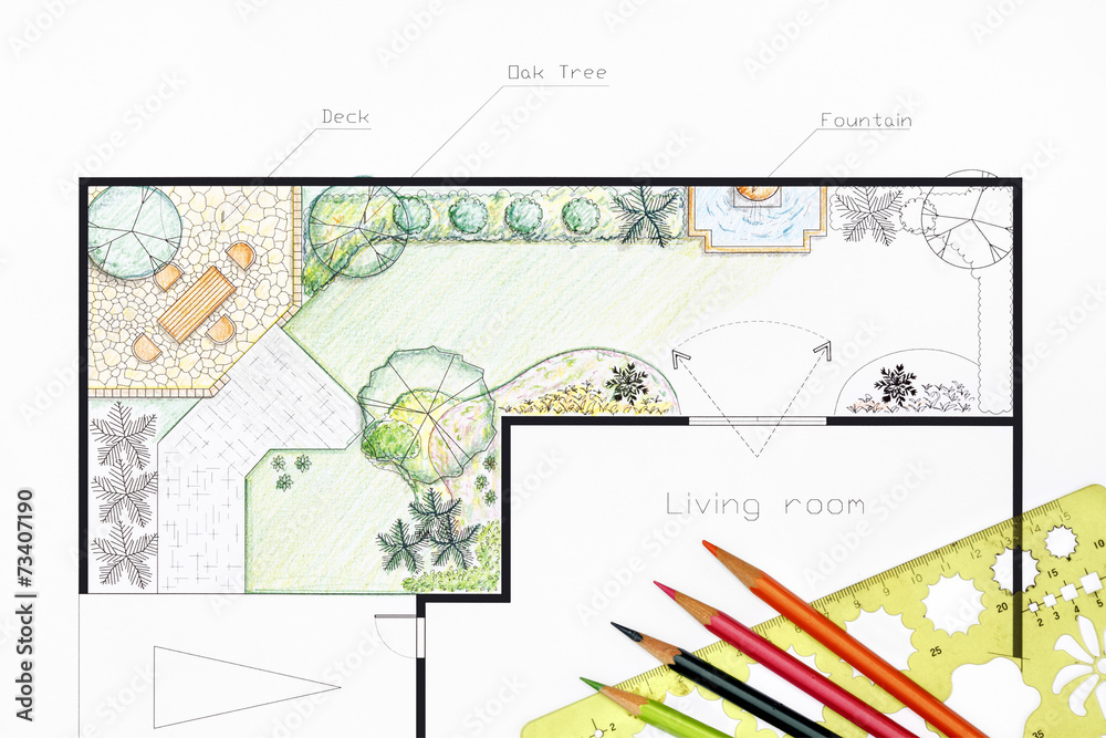 Landscape architect design garden plan Stock Illustration | Adobe Stock