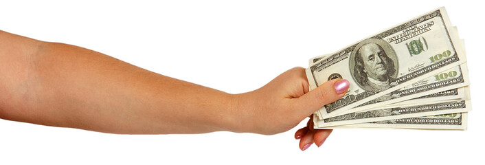 Female hand holding dollars