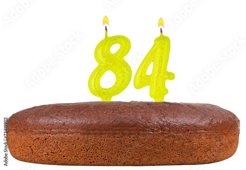 Poster birthday cake candles number 84 isolated