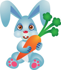 Canvas Print - Cute Rabbit Vector Illustration With Carrot
