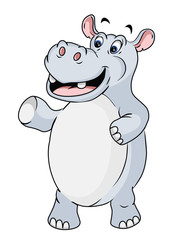 Wall Mural - Hippo Cartoon Illustration