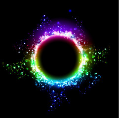 Poster - Dark background with shiny round frame.