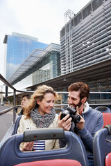 Wall Mural - open top bus couple