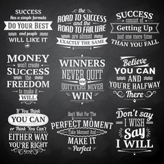Wall Mural - Success quotes chalkboard set