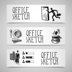 Canvas Print - Office sketch banner set