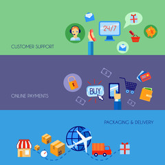 Poster - Shopping e-commerce banner set flat