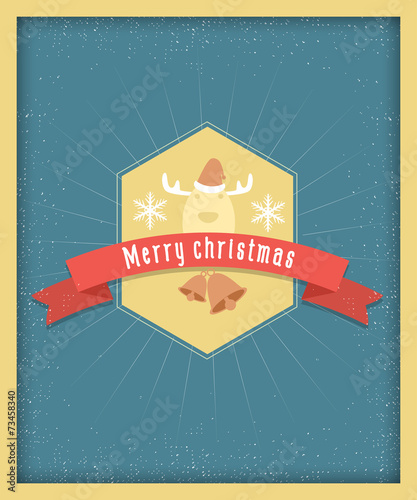 Merry christmas postcard vintage design