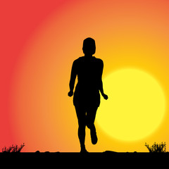 Poster - Vector silhouette of woman.