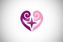 Love Heart Swirl Star Purple Abstract Design Logo