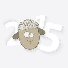 2015 Year Of Sheep. Gray Background.
