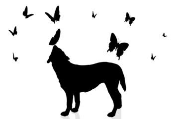 Wall Mural - Vector silhouette of a dog.