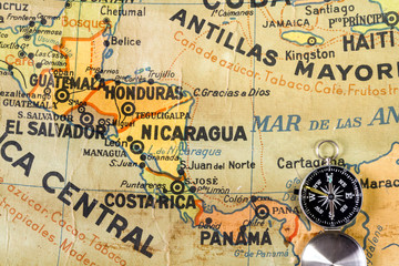  Old map of Middle America and the Antilles in an spanish school