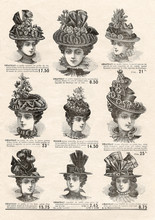 Elegant Hat For Fashion Woman. Vintage Mode Newspaper