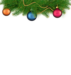 Wall Mural - Christmas background with balls and branches. Vector illustratio