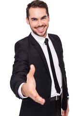 Aufkleber - Portrait of smiling businessman offering handshake