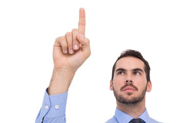 Aufkleber - Businessman in shirt pointing something up