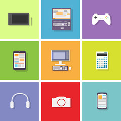 Poster - device set color icon flat dsign vector