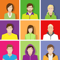 Poster - profile set icon avatar male and female portrait set