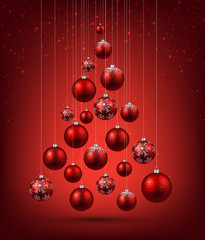 christmas tree with red christmas balls.