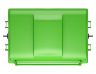 Wall Mural - top view of green garbage container isolated on white background