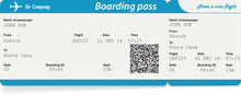 Vector Image Of Airline Boarding Pass Ticket With QR2 Code
