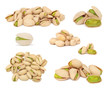Set ripe pistachio nuts (isolated)