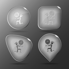 Poster - Ethnic little man as shaman. Glass buttons. Vector illustration.