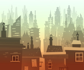 Wall Mural - City background made of building silhouettes