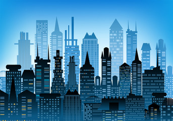 Wall Mural - City background made of building silhouettes