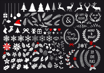 Wall Mural - white christmas set, vector design elements