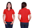 © geargodz - set of blank polo shirt (front, back) on woman isolated on white