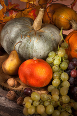  pumpkins, grapes and nuts