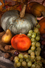  pumpkins, grapes and nuts