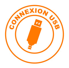 Poster - connexion prise usb sur bouton web rond orange