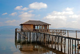 Fototapeta Do przedpokoju - A typical lagoon house of the doiranii area Greece; it is used b