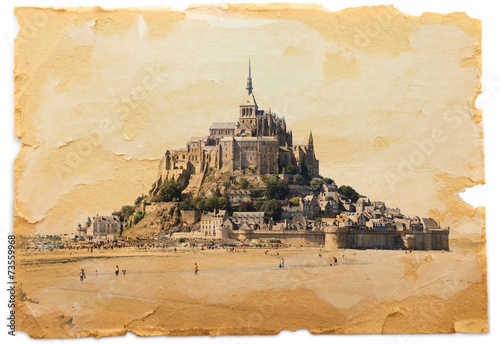 vintage-cartolina-mont-saint-michel