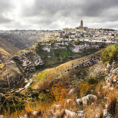 Canvas Print - impressive Matera - ancient cave city in Basilicata, Italy