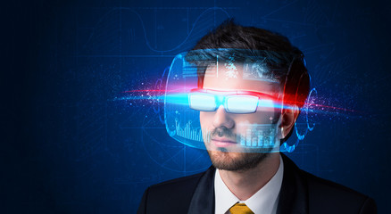Poster - Man with future high tech smart glasses
